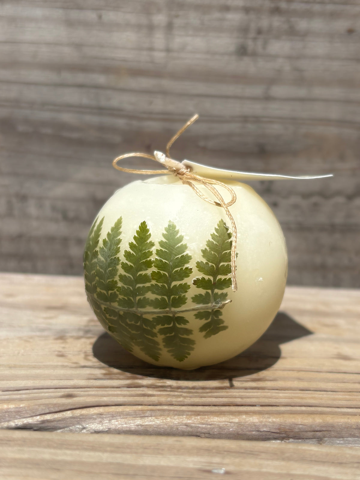 Small White Beeswax Ball Candle with Wildflowers