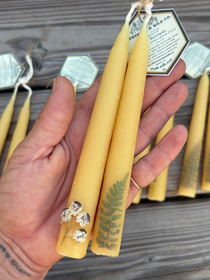 Wildflower Beeswax Taper Candles