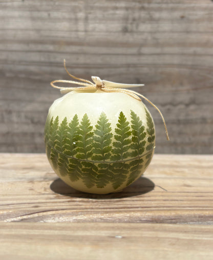 Small White Beeswax Ball Candle with Wildflowers