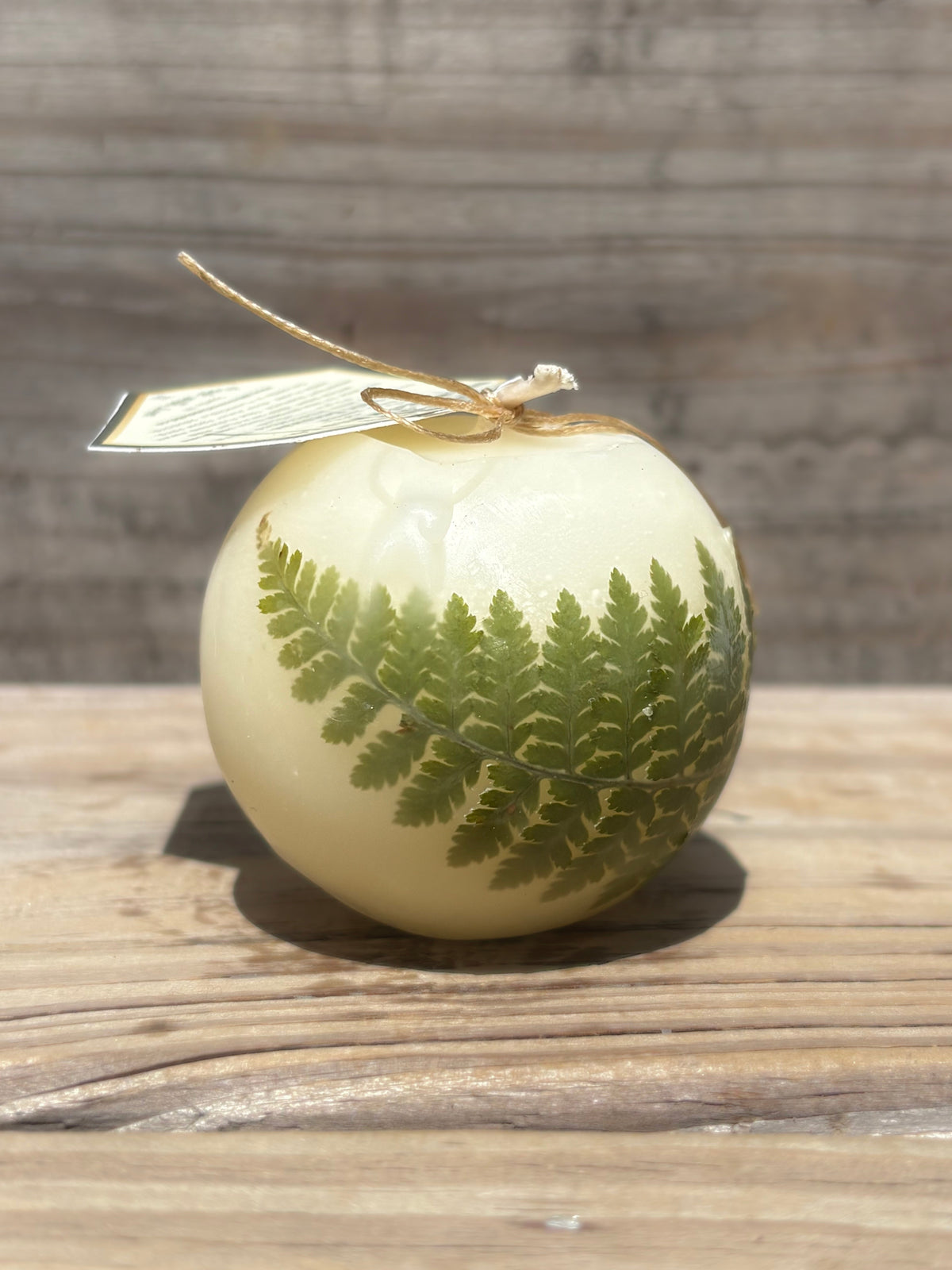 Small White Beeswax Ball Candle with Wildflowers