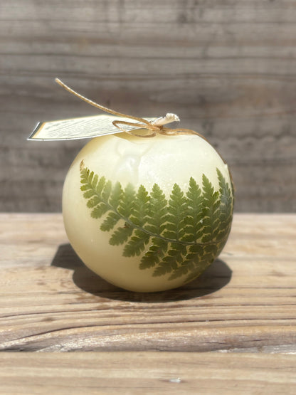 Small White Beeswax Ball Candle with Wildflowers